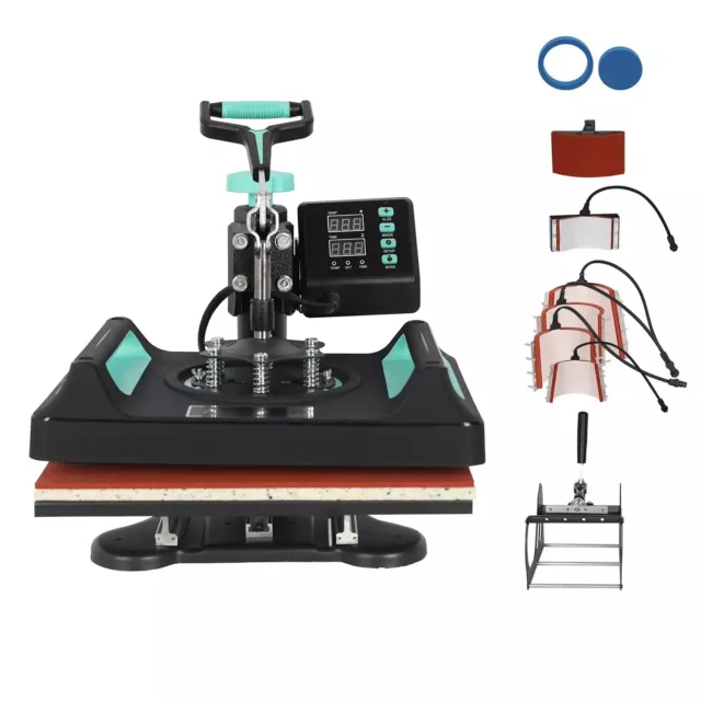 8 in 1 Digital Heat Press Machine 30 x 38cm t shirt Transfer Sublimation Green