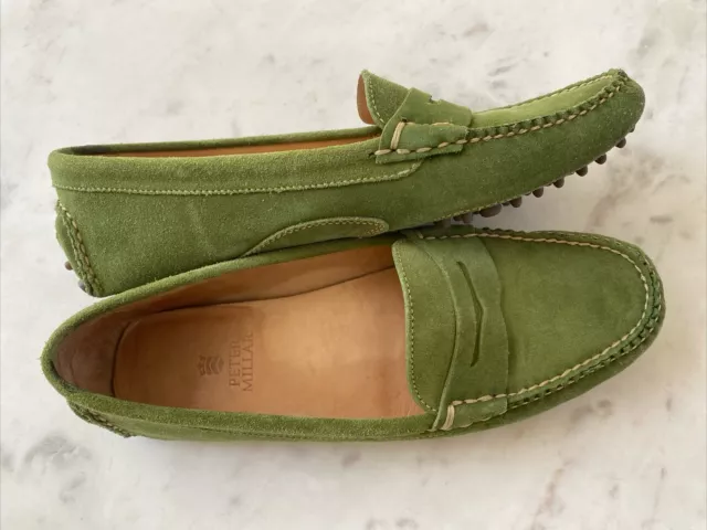 Peter Millar Green Women's size 7.5 Penny Loafer suede leather shoes
