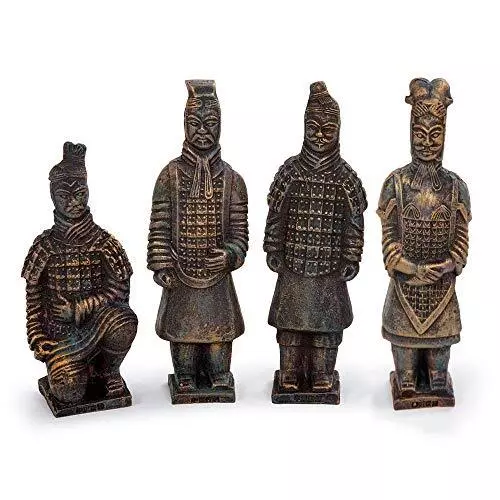 Era85 Ancient Traditional Terracotta Warrior Statue Set 6.5 X 6.5 Inches Antique