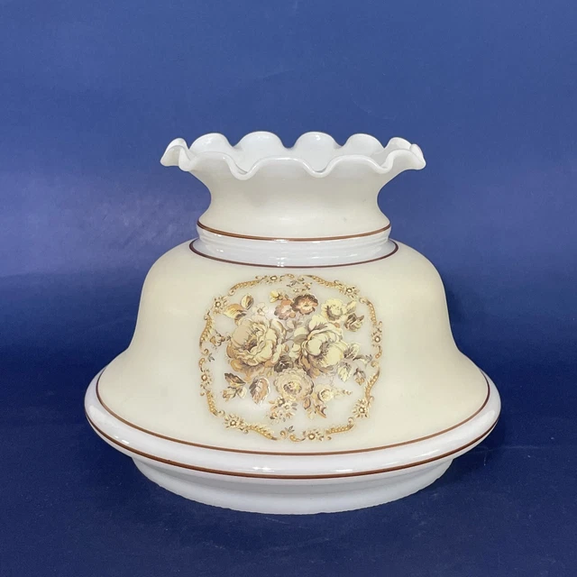 Vintage GWTW 6" Fitter Yellow Rose Wreath Oil Or Electric Glass Lamp Shade