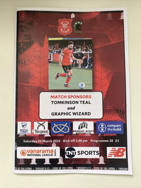 2023/24 Tamworth v Blyth Spartans  National  League Programme Dated 2nd March