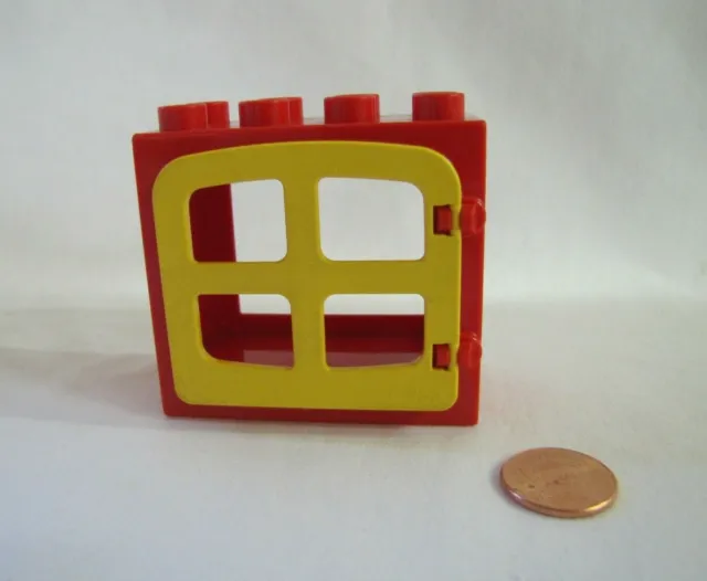 Lego DUPLO YELLOW & RED WINDOW PANE DOOR UNIT Building Block 2x4