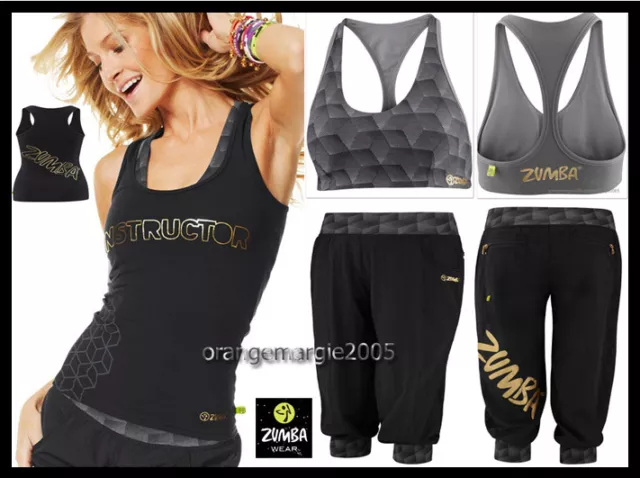 ZUMBA Instructor RacerBack Tank +Cargo Capri Pants +Bra Top FREE SHIP WORLDWIDE!