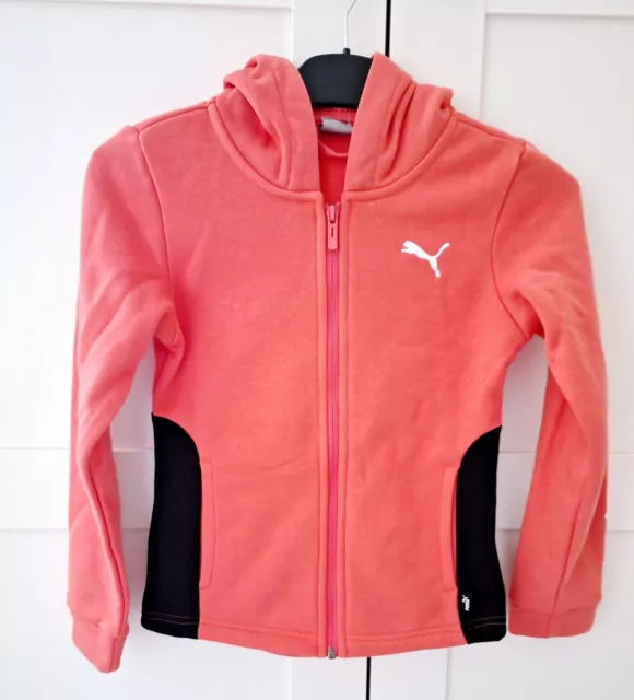 Puma Girls Coral Black Long Sleeve Hoodie Jacket Top Age 9/10 BNWT