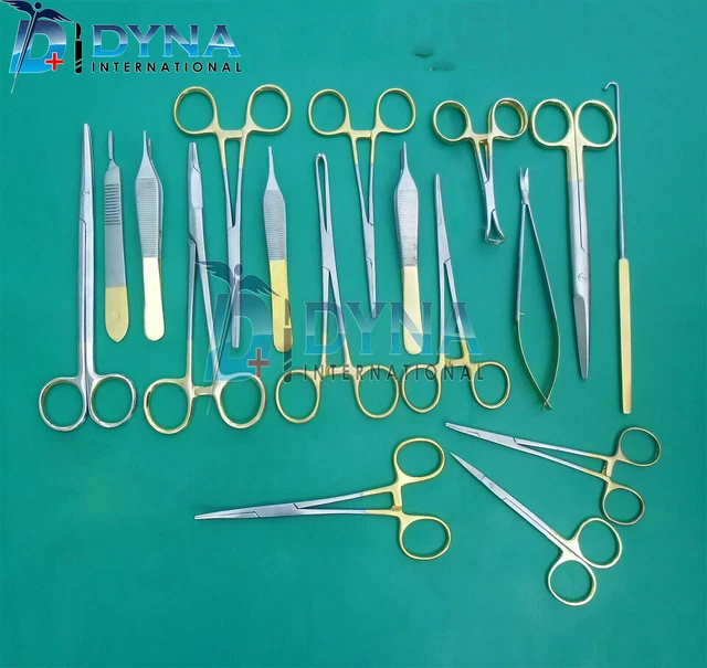 Set Of 25 Pcs Gold Handle Tc Feline Spay Pack Surgical Instruments Kit