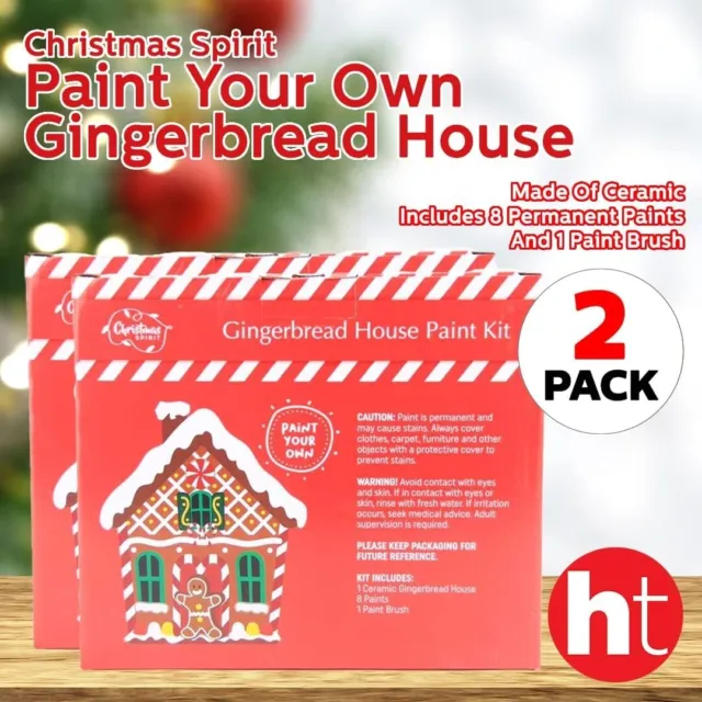 Christmas Spirit [2PK] Paint Your Own Gingerbread House, Made of Ceramic