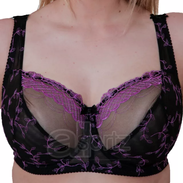 Ladies Black Bra Full Cup Underwired Reg & Plus Size Women Firm Hold New  Girl UK
