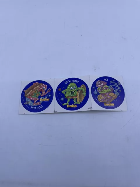 Vintage Unused Freakies Cereal Collectible Sticker’s Lot Of 3 Hot Dog 1987