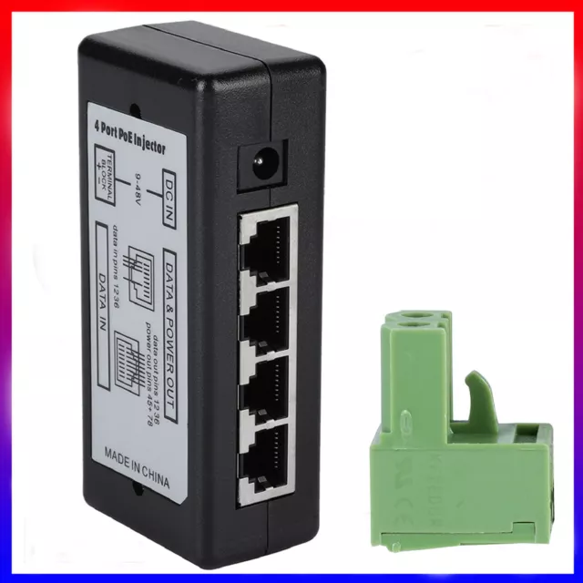 4 Port PoE-Injektor PoE-Ethernet Netzteil Adapter IP Kamera Netzteil DC12V-48V *