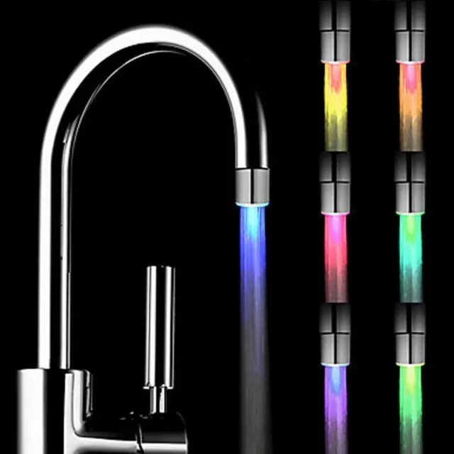 7 Color Glow Shower Waterfall Led Light Water Faucet Kitchen Bath Color Changing 2