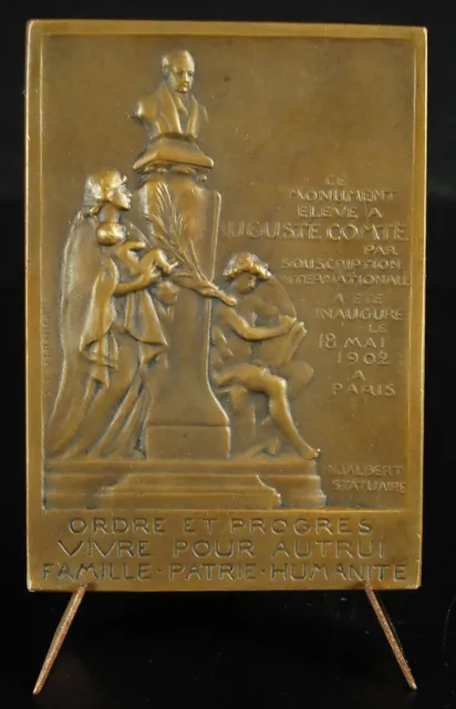 Medaille Auguste Comte Philosoph Positivismus 1902 Figur Statue J Mit Injalbert