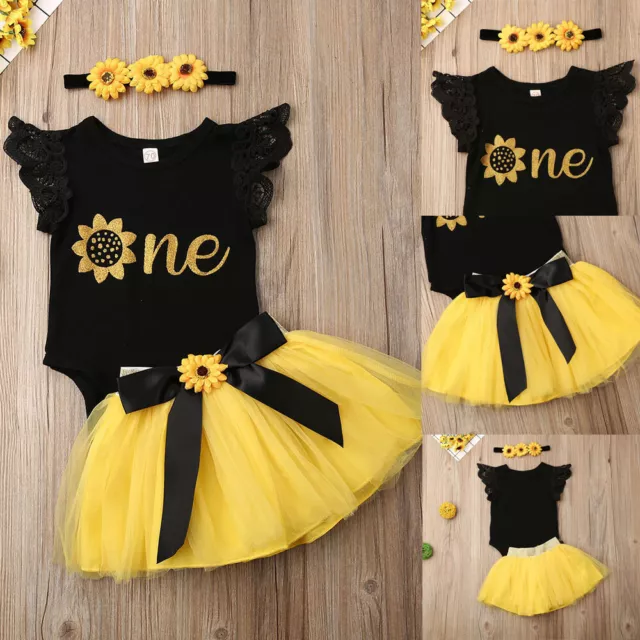 Abiti abito per bambine 1 ° compleanno vestiti romper gonna set fascia
