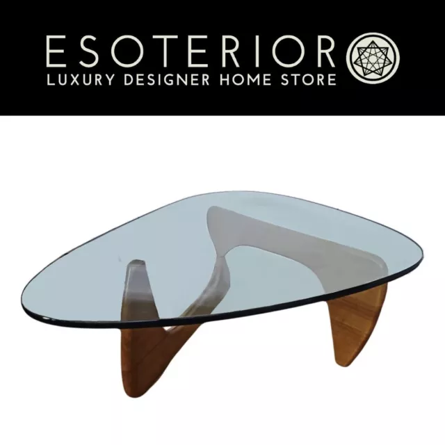 Mid-Century Modern Noguchi Style Coffee Table, Walnut & Glass