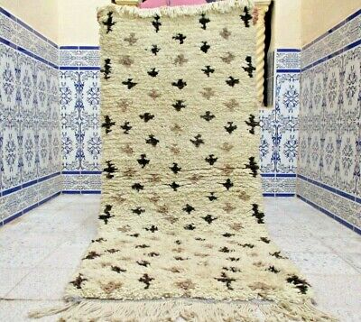 Vintage Rug Moroccan Handmade Azilal Rug Wool Old Carpet Tribal Kilim Berber