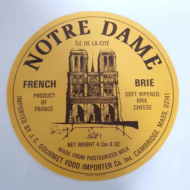 Antike Etikett Giant D 34 CM Käse Brie Notre Dame Insel Der Stadt Vintage