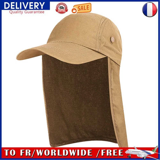 Unisex Fishing Hat Sun Visor Cap Sun Protection with Ear Neck Cover (Khaki)