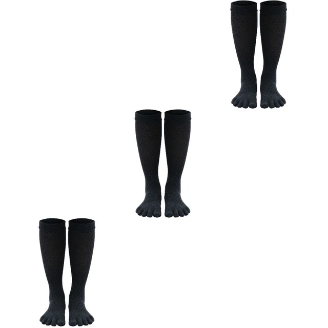 3 Pairs 5 Toe Stockings Running Man Men Socks Knee High Five Toe Socks