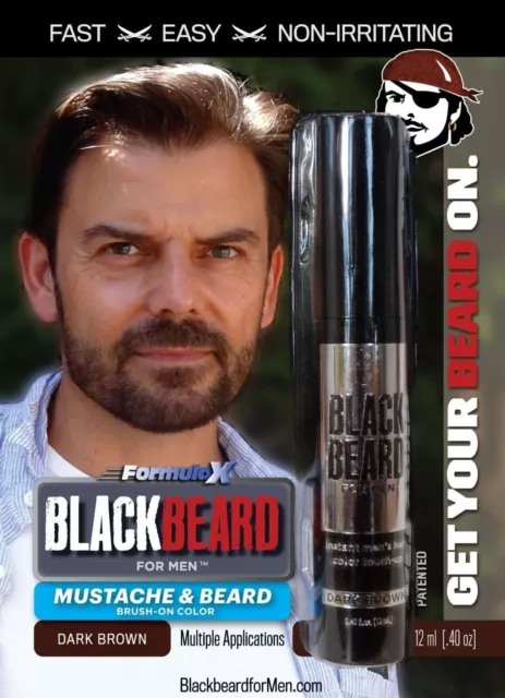 Blackbeard for Men Mens Hair Colour Mascara Beard Moustache Eyebrows DARK BROWN