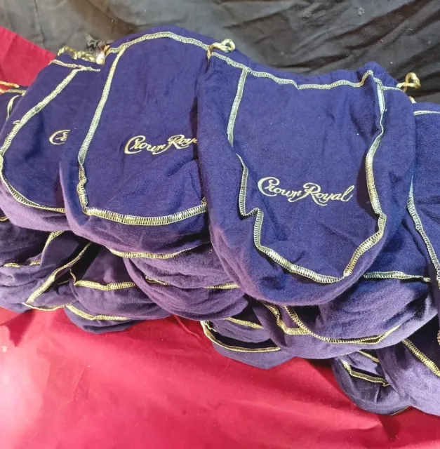 LOT of 100 CROWN ROYAL 9" PURPLE -  Drawstring Bags Medium size - 750 mL