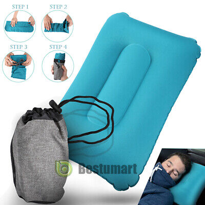 Inflatable Air Travel Pillow Airplane Neck Head Cushion Office Camping Nap Rest