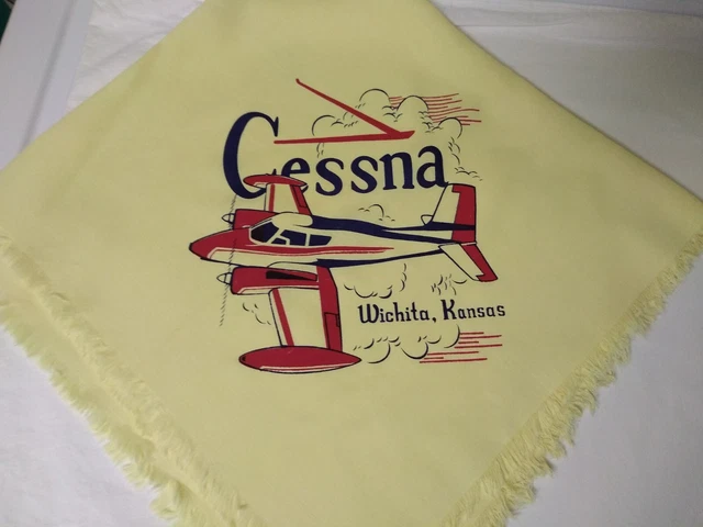 CESSNA scarf yellow vintage Wichita, Kansas flying airplane handkerchief light