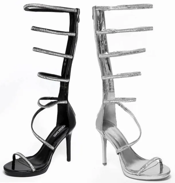 Buy Gladiator Stiletto Black Sandals for Women,Strappy Open Toe Heels,Sexy  Lace Up Knee High Heels Size 15 Online at Lowest Price Ever in India |  Check Reviews & Ratings - Shop The