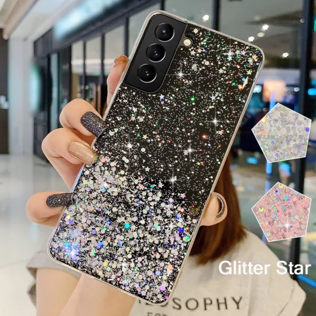 Bling Glitter Case For Samsung A12 A52 S21 S20 S10 S9 Clear Gel Soft Phone Cover