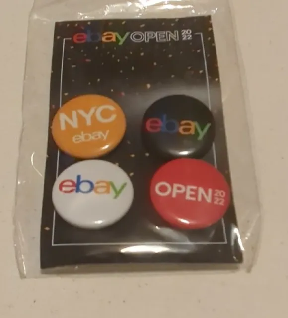 eBay Open 2022 Buttons Pins Set Four with NYC Pin Logo New