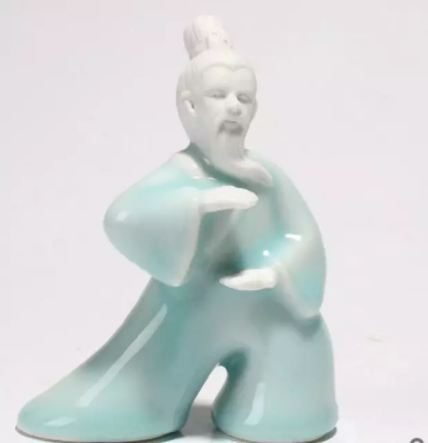 Chinese Celadon Porcelain Pottery Tai Chi Characters Baoyun Tea Pet Statue