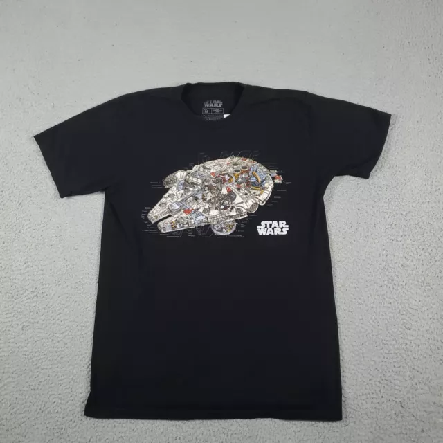 Star Wars Millenium Falcon Black Graphic Short Sleeve T-Shirt Mens Size Medium