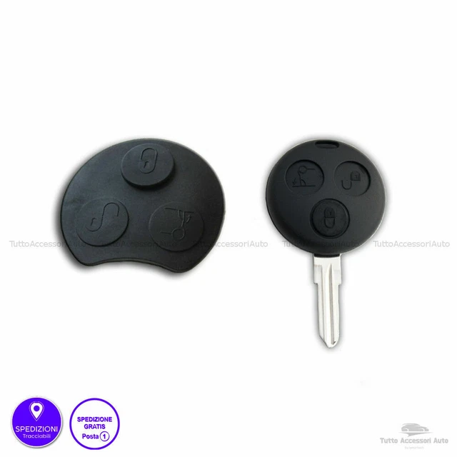 Tastiera Pulsanti Gomma Chiave Auto Telecomando 3 Tasti Smart Fortwo 450 Coupe