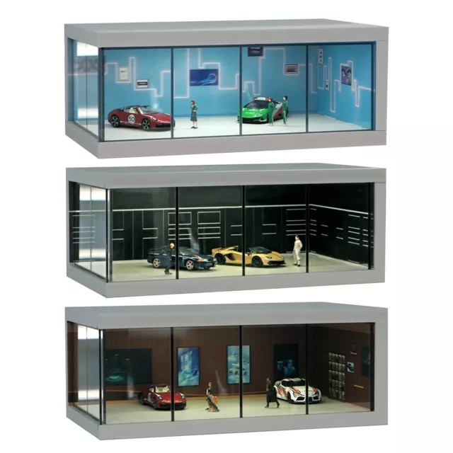 Auto Modell Display Box mit Licht 1:64 Modellautovitrine Showcase Garage Szene 3