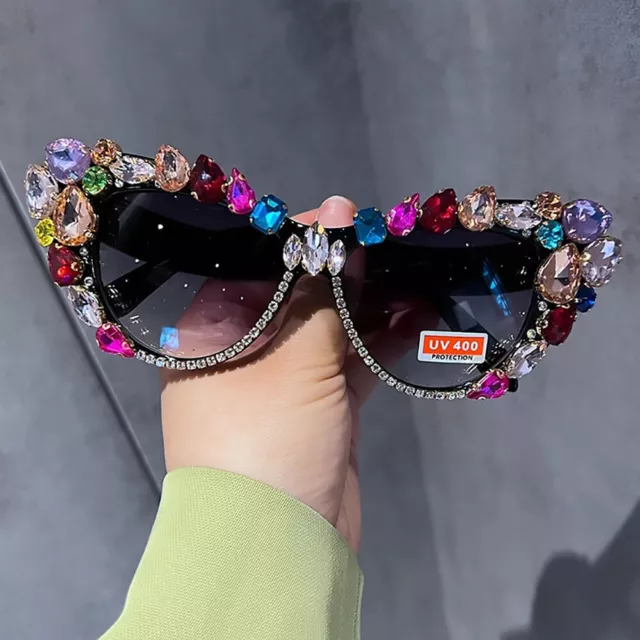 Luxury Oversized Rhinestone Cat Eye Sunglasses Women Fashion Shades Gift Party