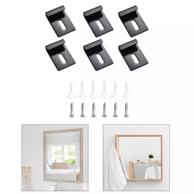 6 Pieces Metal Mirror Clips Mirror Hanging Hardware for Bathroom Barber