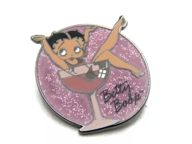 Betty Boop Pin Pink Glitter Background Champaign Glass