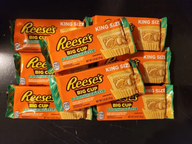 Collectable Free SHIP 8 Reeses Peanut Brittle Cups King Size New Past BB 07/23