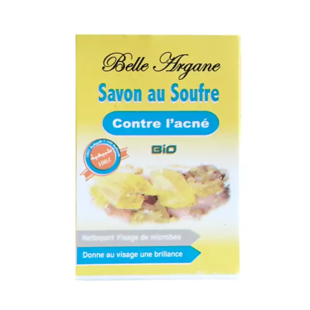 SAVON AU SOUFRE CONTRE L' ACNÉ 100% NATUREL 80g