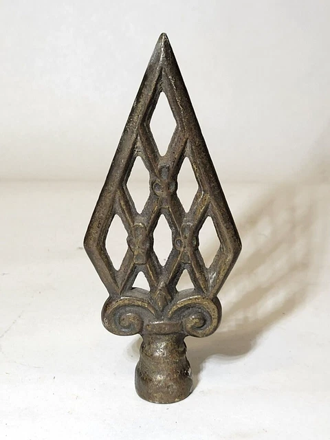 Antique vtg Art Deco LAMP FINIAL Cast Iron Arrow Point Scroll Topper c1920s