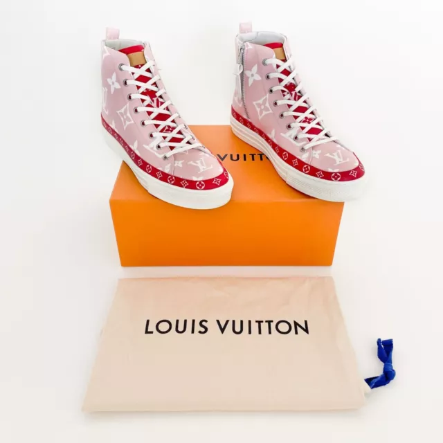 Louis Vuitton high sneakers black leather rivets LV logo 6 US 36 EUR MS1122  *