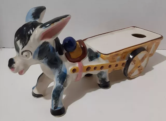 Vintage Cenoco Japan Donkey Mule and Cart Porcelain Mid Century Modern 7 in long