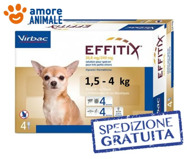 EFFITIX per cani da 1,5 fino a 4 kg - 4 pipette - Antiparassitario cane 1,5-4 kg