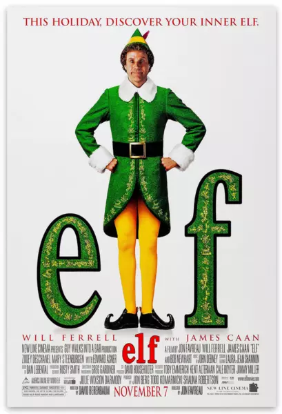 Elf  - Will Ferrell  - Christmas movie mini poster style type MAGNET