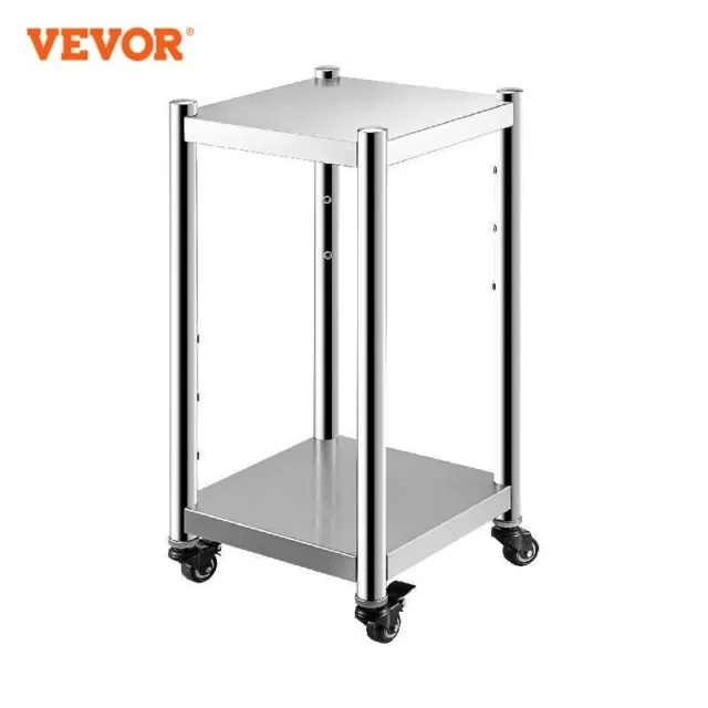 Catering Trolley Cart Stand Cart with Wheels & Brakes Stainless Steel 14" x 14"