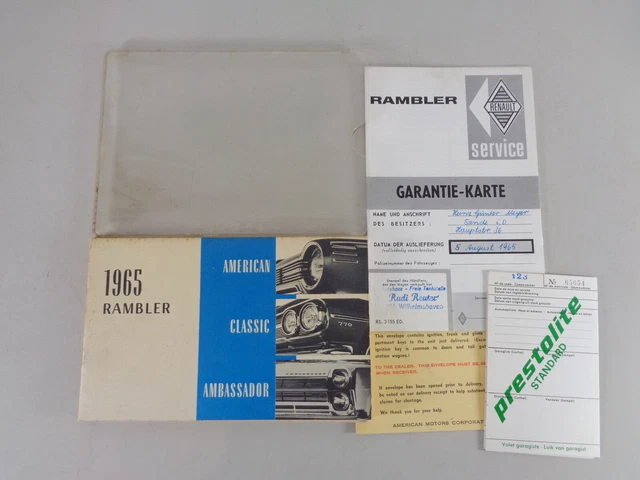 DOSSIER DE BORD + mode d'emploi AMC Rambler / Ambassador stand 1965 EUR