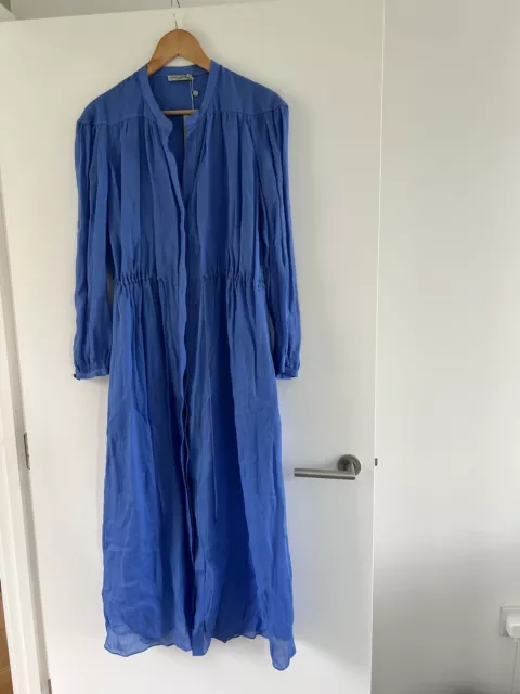 Three Graces London Blue Maxi Button Up Dress size UK 6