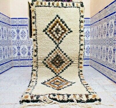 Vintage Moroccan Handmade Azilal Rug Berber wool Tribal Area Carpet Old Kilim