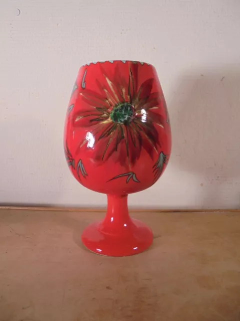 Céramique Vintage 50 Vase Calice Rouge & vert Vallauris DLG Cérenne A. Baud