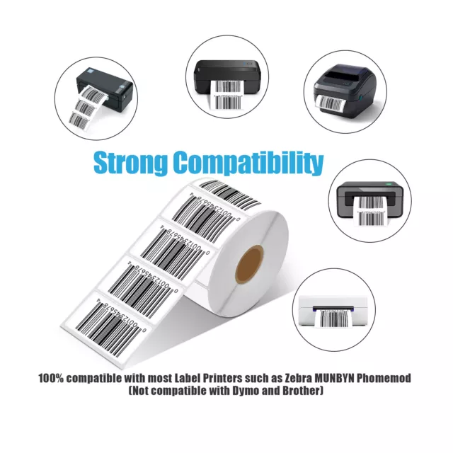 2" x 1" Direct Thermal, Perforated Barcode Labels, for Rollo&Zebra 1300/roll 3