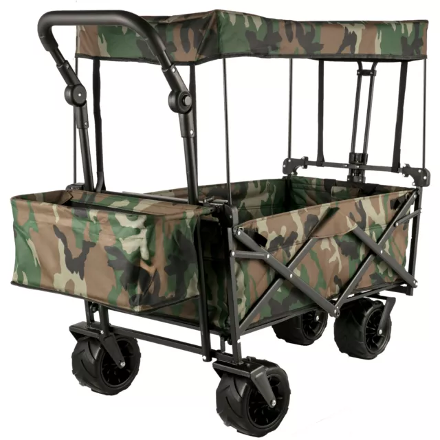 VEVOR Chariot Pliable avec Toit Chariot Jardin Plage Camouflage Capacité 100 kg