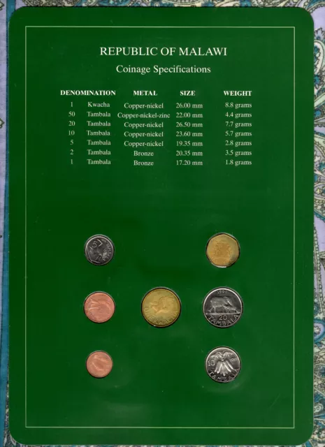 Coin Sets of All Nations Malawi 1995-1996 UNC 1 Kwacha 50,20 Tambala 96 2